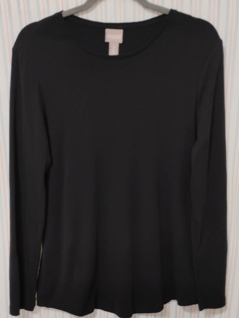 Chicos Black Cotton Long Sleeve Heavier Weight T Shirt Type Sweater 2X